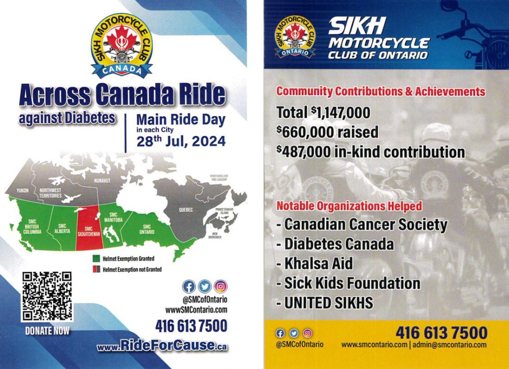 Across Canada Ride - Sikh Motorcycle Club of Ontario